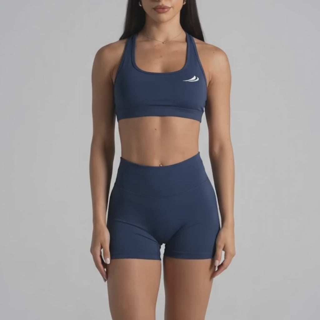 Conjunto Fitness Feminino Top e Short Azul